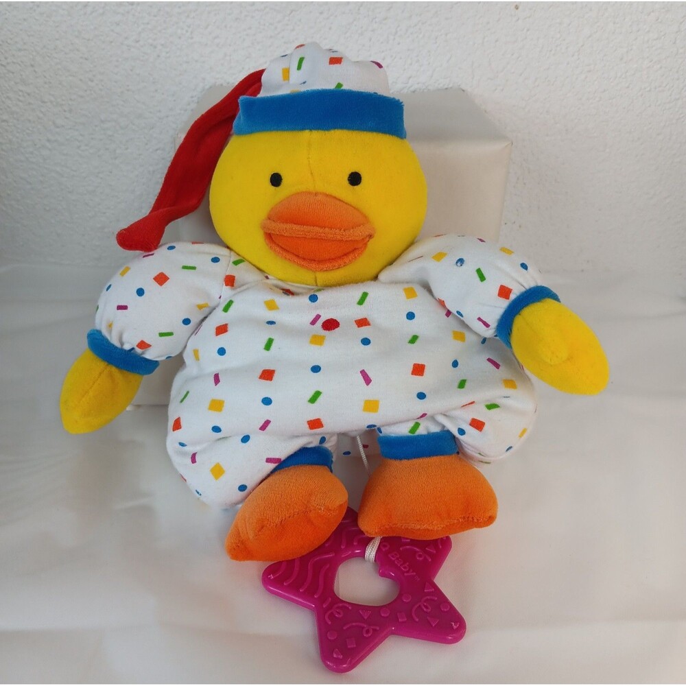 Small World Toys Iq Baby Goose Musical Crib Plush Bright Yellow Orange Confetti